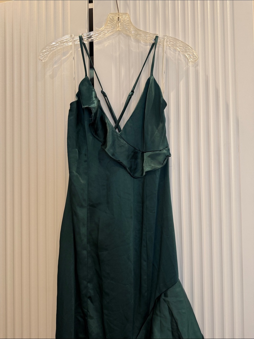 Lulu's Deep Teal Ruffle Slip Maxi Dress